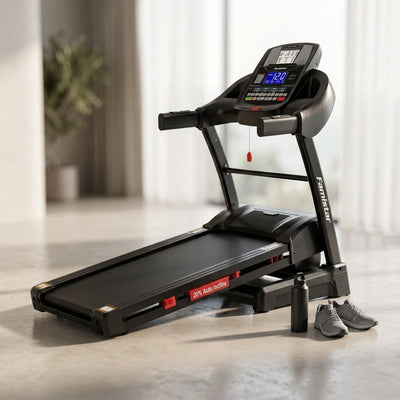 12MPH Folding Treadmill with 20% Auto Incline, 300-400 LB Capacity, Treadmills for Home Running Walking, 5.1HP Brushless Motor, Foldable Electric Treadmill Running Machine with APP & Bluetooth