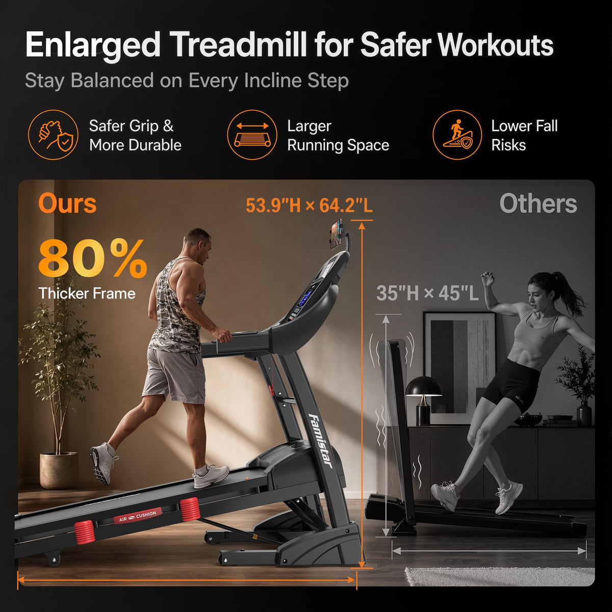 12MPH Folding Treadmill with 20% Auto Incline, 300-400 LB Capacity, Treadmills for Home Running Walking, 5.1HP Brushless Motor, Foldable Electric Treadmill Running Machine with APP & Bluetooth