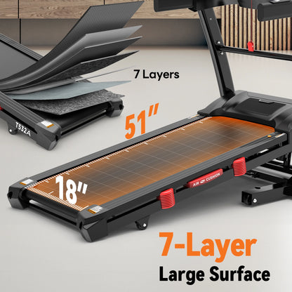 12MPH Folding Treadmill with 20% Auto Incline, 300-400 LB Capacity, Treadmills for Home Running Walking, 5.1HP Brushless Motor, Foldable Electric Treadmill Running Machine with APP & Bluetooth