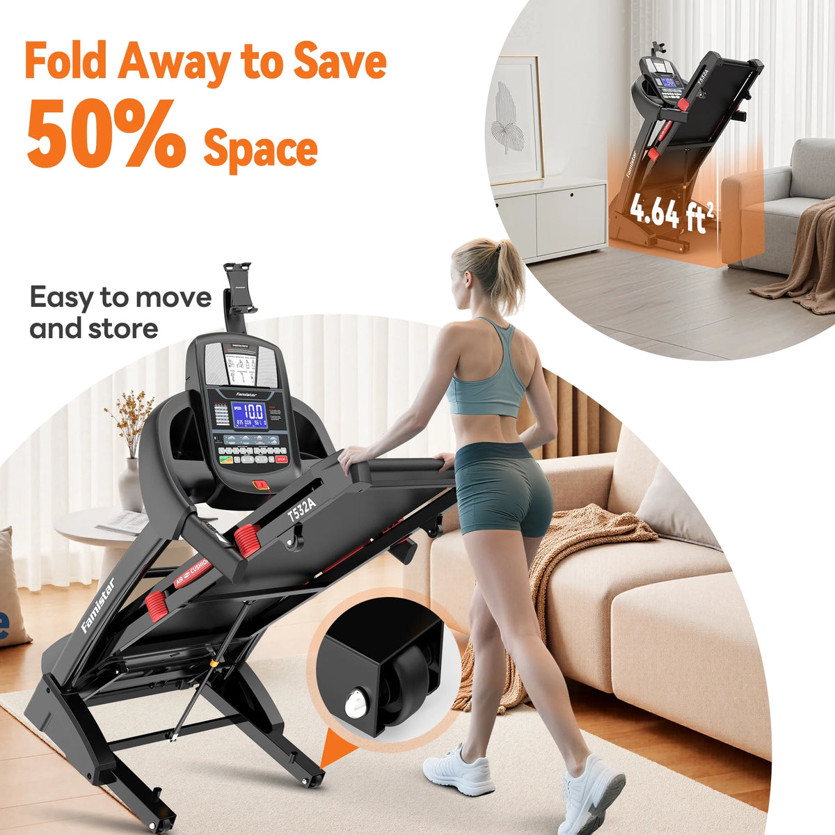 12MPH Folding Treadmill with 20% Auto Incline, 300-400 LB Capacity, Treadmills for Home Running Walking, 5.1HP Brushless Motor, Foldable Electric Treadmill Running Machine with APP & Bluetooth