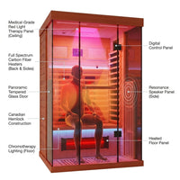 Full Spectrum Infrared Sauna，1-2 Person Home Sauna，Wooden Canadian Hemlock Indoor Spa Sauna with Resonance Speaker, Panoramic Tempered Glass Door — How It Works