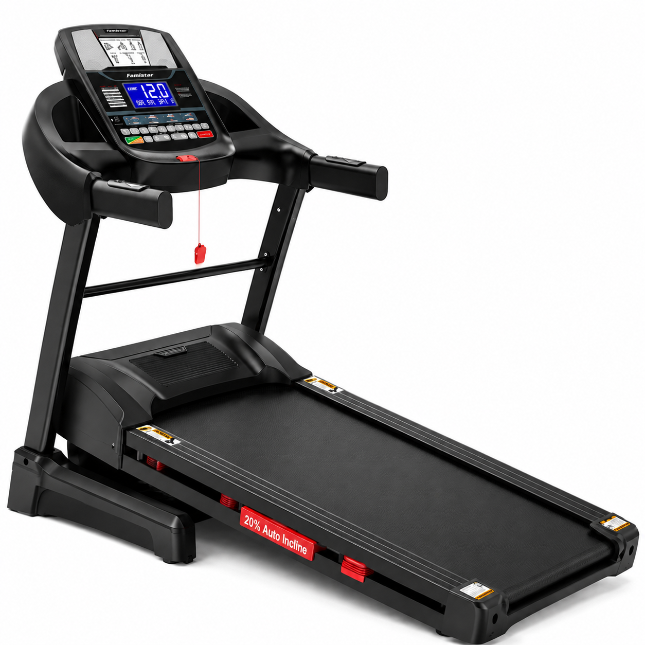 12MPH Folding Treadmill with 20% Auto Incline, 300-400 LB Capacity, Treadmills for Home Running Walking, 5.1HP Brushless Motor, Foldable Electric Treadmill Running Machine with APP & Bluetooth