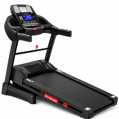 12MPH Folding Treadmill with 20% Auto Incline, 300-400 LB Capacity, Treadmills for Home Running Walking, 5.1HP Brushless Motor, Foldable Electric Treadmill Running Machine with APP & Bluetooth
