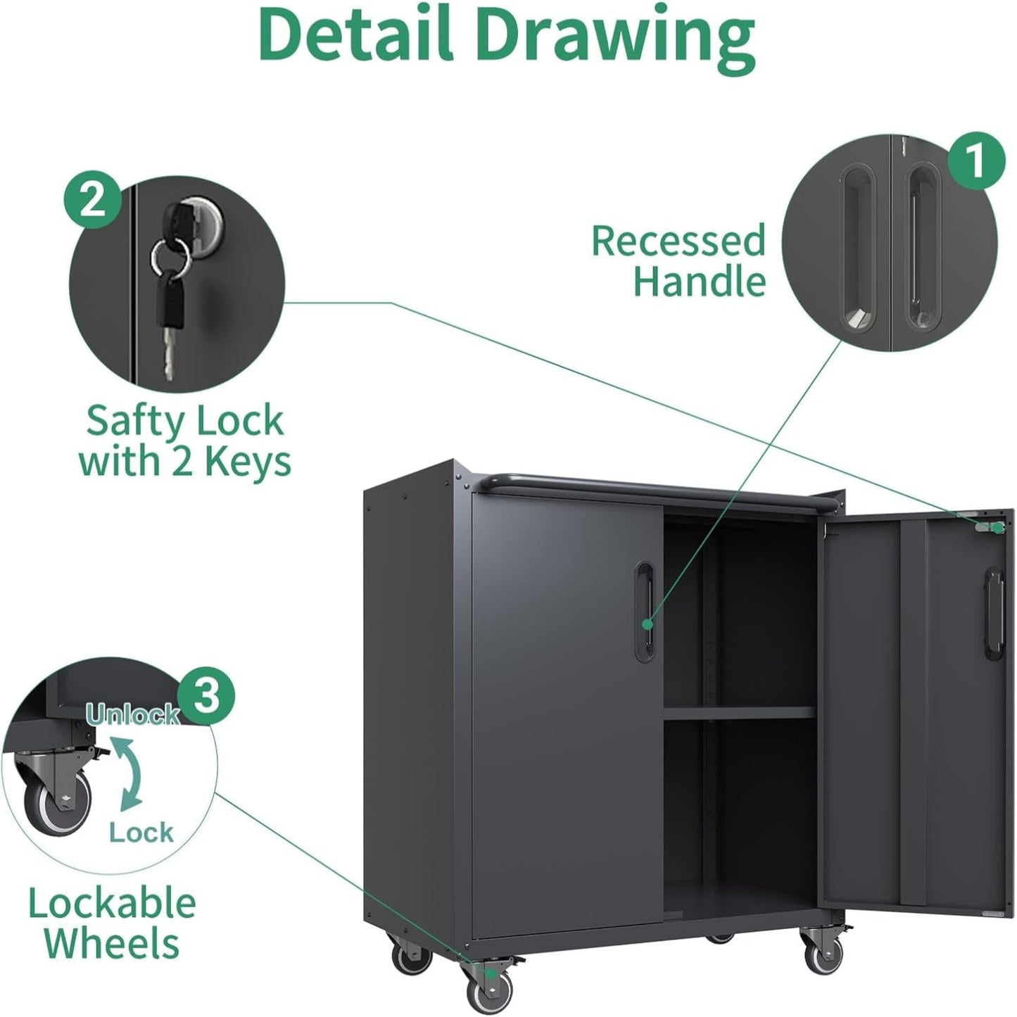 10-Piece Heavy Duty Steel Garage Cabinet System | All-In-One Modular Garage Cabinet Set for Ultimate Workshop Organization | Easy Assembly Garage Storage Cabinets & Tool Bench (Black)