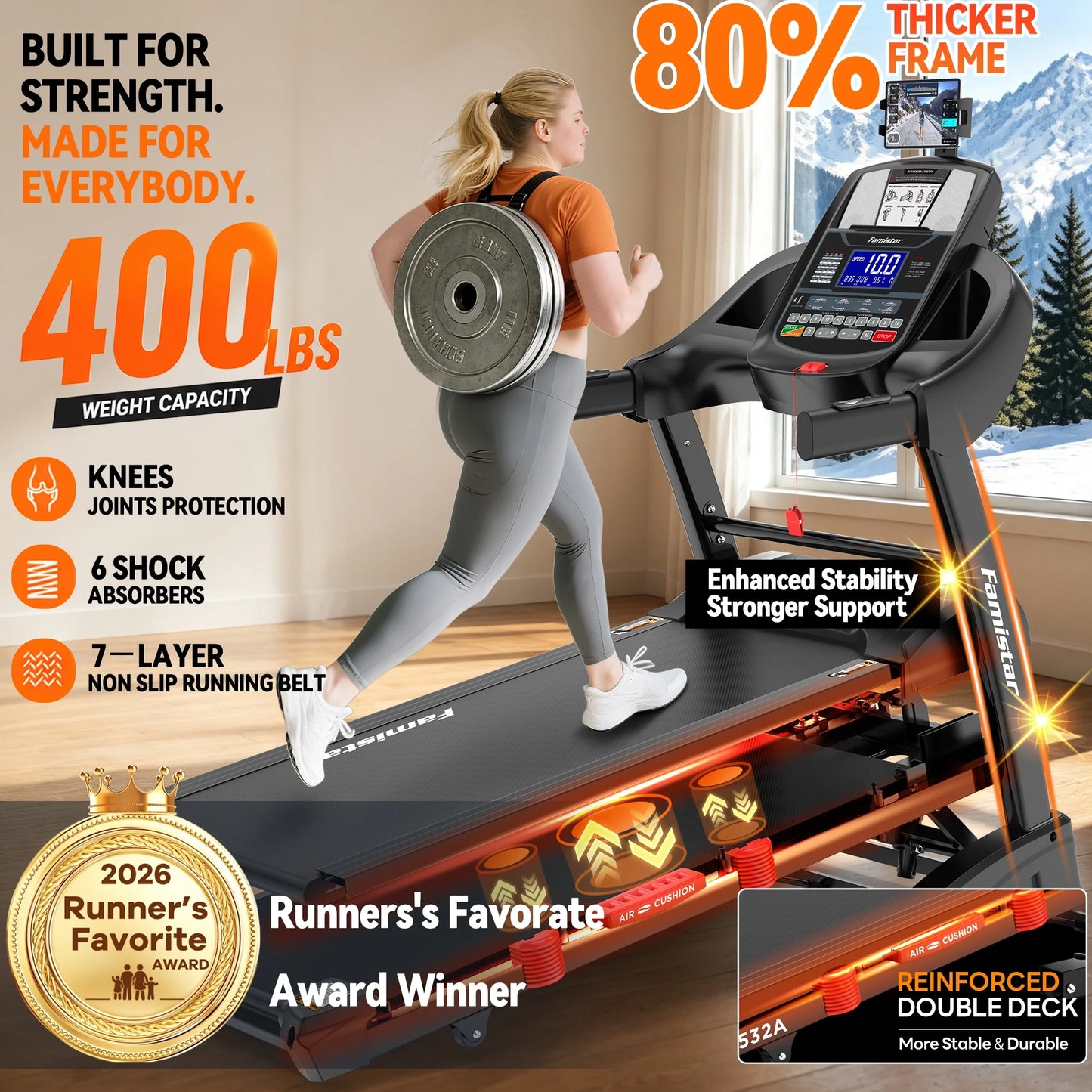 12MPH Folding Treadmill with 20% Auto Incline, 300-400 LB Capacity, Treadmills for Home Running Walking, 5.1HP Brushless Motor, Foldable Electric Treadmill Running Machine with APP & Bluetooth