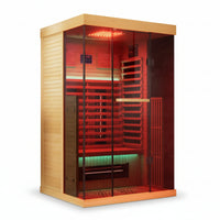 Infrared Sauna Built for Daily Wellness, Canadian Hemlock, Full Spectrum Heating, Panoramic Glass Door