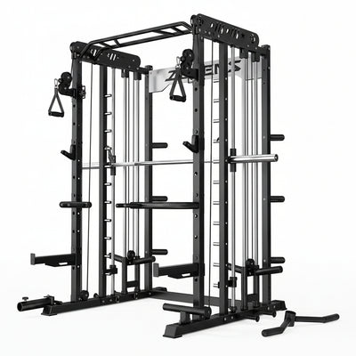 Smith Machine for Home Gym, Multi-Function M12 Power Cage with Cable Crossover System, Squat Rack with Smith Bar and More Attachment